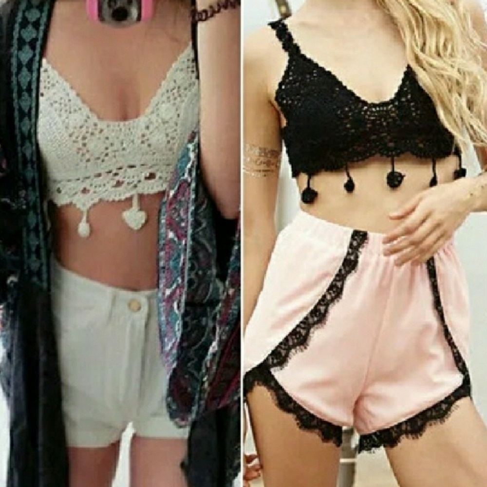 NWT Crochet Tassel Crop Top